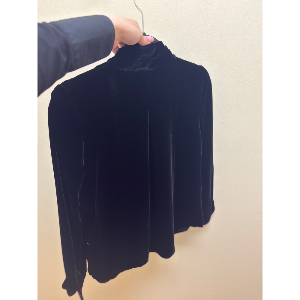 L'AGENCE Gisele Black Velvet Tie-Neck Blouse Long Sleeve Button Down Top 1210CCF - Picture 7 of 8